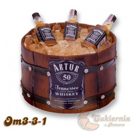 Tort w kształcie beczki z whisky