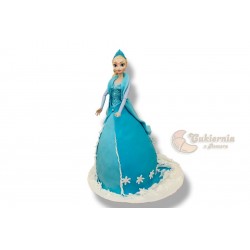 Tort w kształcie sukienki z lalką Elsa